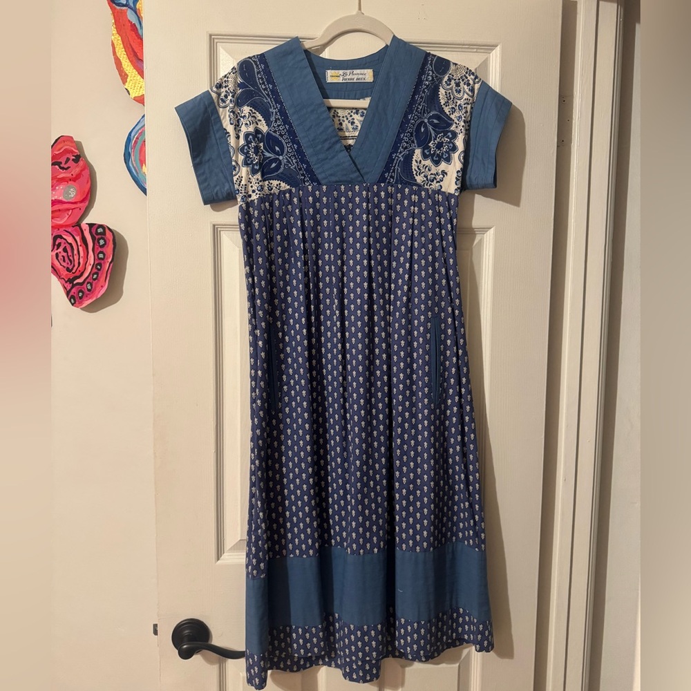 Rare 1970s Vintage La Provence Pierre Deux French Babydoll Floral Printed Dress